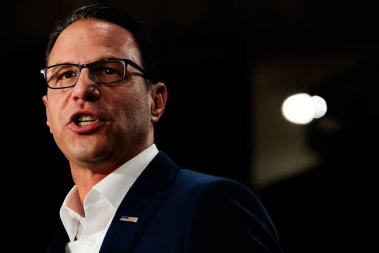 Pennsylvania Governor Josh Shapiro speaks during a campaign rally for Vice President Kamala Harris on July 29, 2024 in Ambler, Pennsylvania.