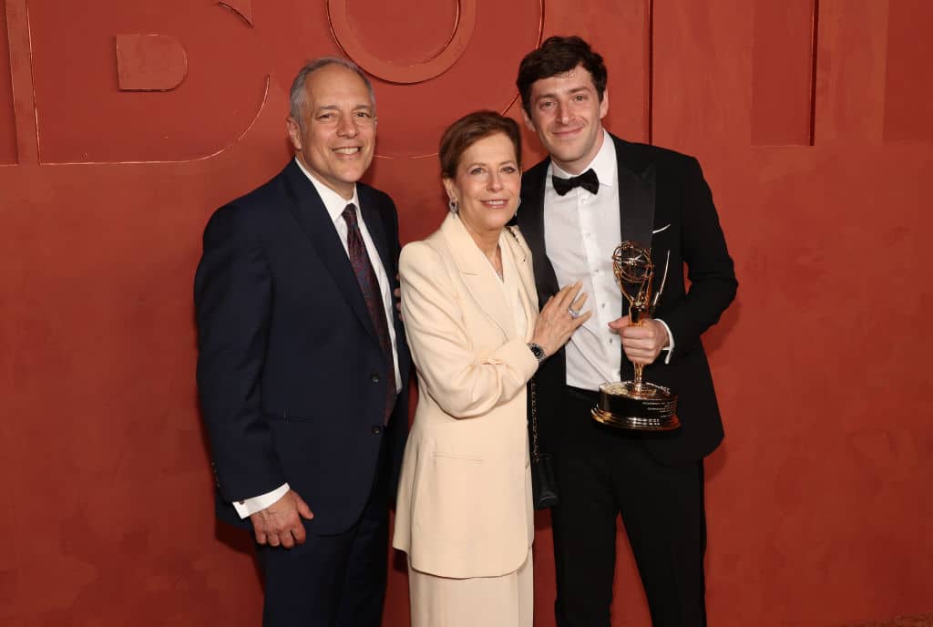 Elazer Edelman, Cheryl Edelman, and Alex Edelman attend the HBO Max Post Emmys Reception at San Vicente Bungalows on September 15, 2024 in West Hollywood, California. (Photo by FilmMagic/FilmMagic for HBO/Max)