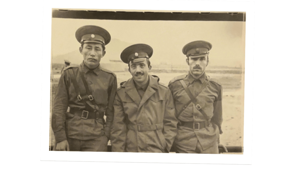 Ronnie Volman's paternal grandfather (center) with officers in Azerbaijan in the early 70s. During his time in the Red Army, he served as a captain in the Air Defense Forces (photo courtesy of the author).