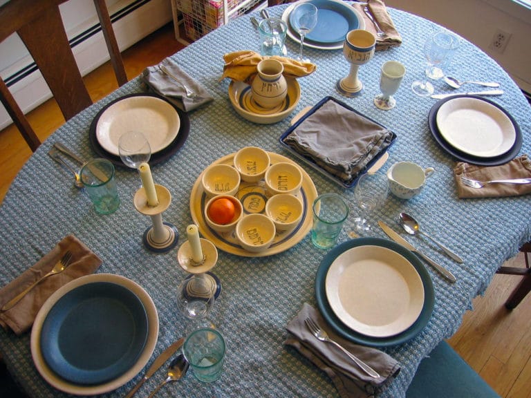 Seder table